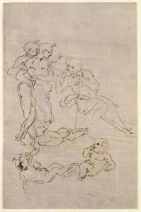 Figural Study for the Adoration of the Magi (Joseph and Two Shepherds and Sketches for the Christ Child), c.1481